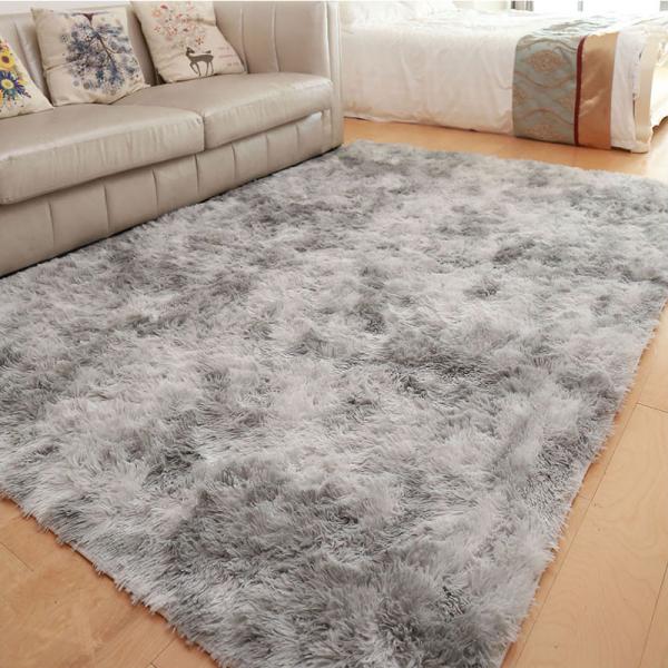 Light Grey Fluffy Bedroom Living Room Area Rug Luxury Tie-dyed Hotel Center Carpet 2.4*3m