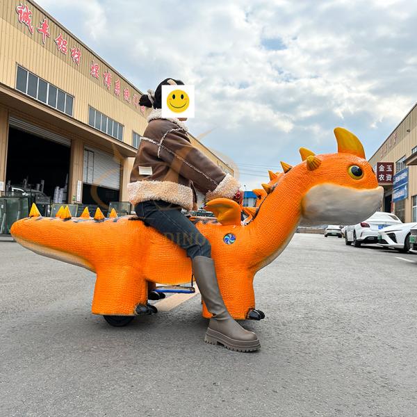 Shopping Mall Electric Dinosaur Scooter Ride for Kids High Density Sponge Coin Operated Control Mode