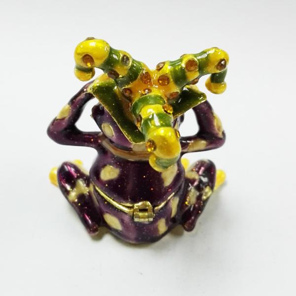 Chimbing frog hinged trinket box metal trinket box treasure box metal jewelry box