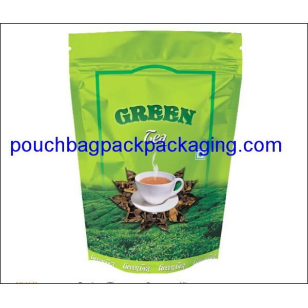 Stand up pack pouch for tea packaging with zip lock, doypack with zipper