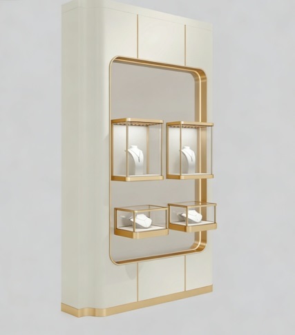 Luxury Wall Mounted Jewelry Display Cabinet with LED Lighting and Customized Solutions for Durable and Easy Clean Showcase