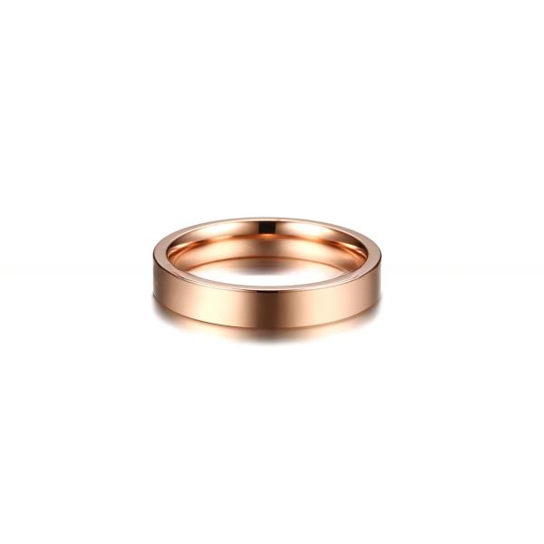 Women Stainless Steel Flat Rings Silver / Rose Gold / Gold Plated Polished Stackable 4mm