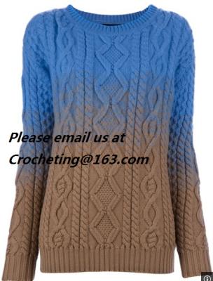 European Fashion Super Beautiful Mixed Colors Ribbed Knit Openwork Crochet Sweater Pullover