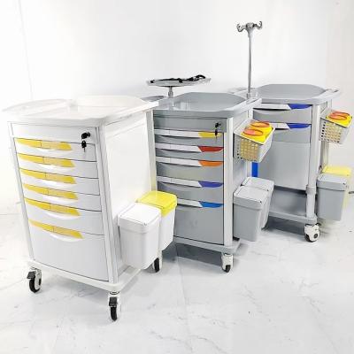 6 Drawers Pharmacy Medical Trolley Cart Plastic Abs Medication Carts For Hospitals