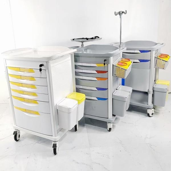 6 Drawers Pharmacy Medical Trolley Cart Plastic Abs Medication Carts For Hospitals