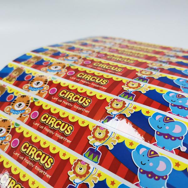 Varnishing Custom Die Cut Stickers CMYK BOPP Film Cartoon Adhesive Label