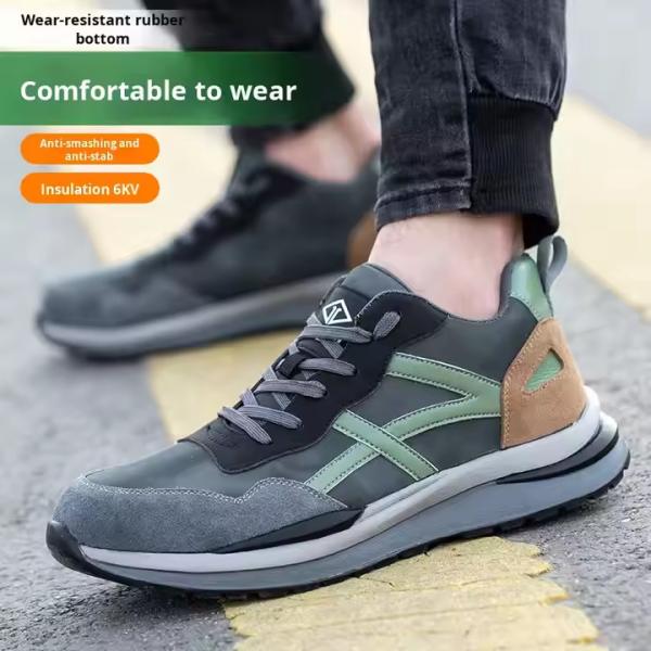 Rubber Sole Suede Microfiber Construction Safety Shoes With Standard Steel Toe And Kevlar Midsole