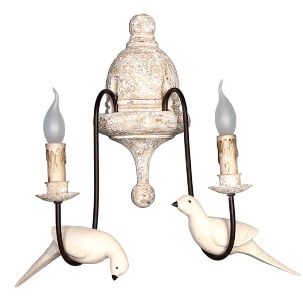 Retro bird wall lamp french vintage white wood wall sconce rustic wall lamp （WH-VR-70)