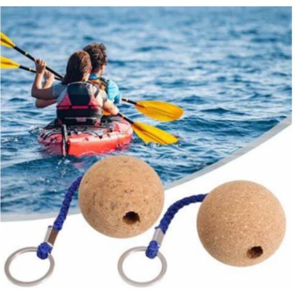 Custom Logo Printed Round Cork Ball Keyring Blank Floating Wooden