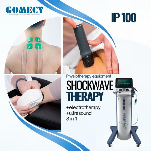 3 en 1 Ultrasons par ondes de choc Électrothérapie Equipement de physiothérapie Traitement de la douleur chronique et réparation des tissus