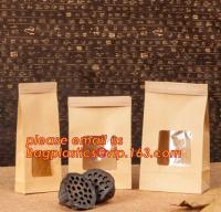 Sac rescellable de tirette de papier de kfraft de casse-croûte de nourriture de serrure de fermeture éclair imprimé par logo bon marché avec la fenêtre, la serrure rescellable de fermeture éclair et la soudure à chaud