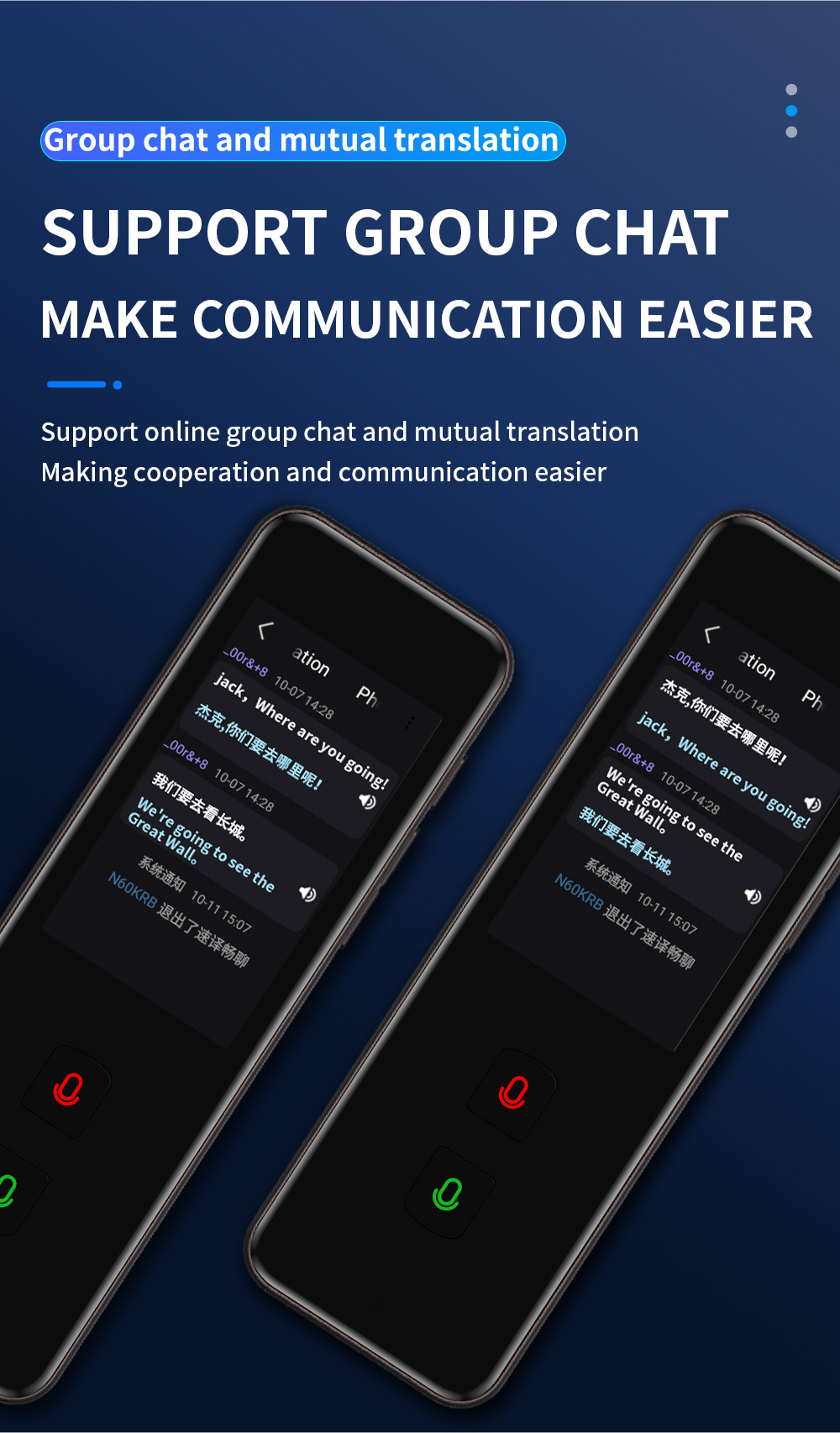 Multi Language Real Time Handheld Translation Device Online / Offline Voice Translator