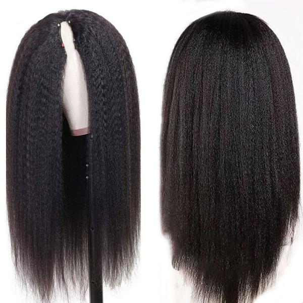 Long Human Hair V Part Wig 30Inch Kinky Straight Raw Hair Brazilian Remy Perruque