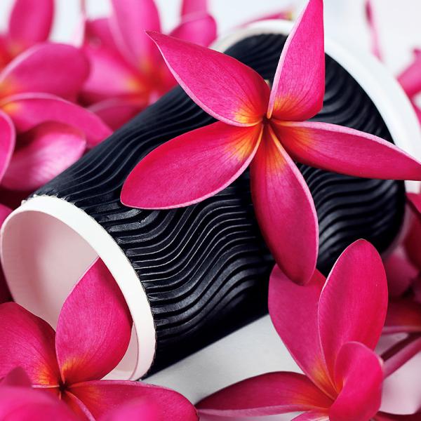 Black 8oz 12oz 16oz Paper Coffee Cups , Ripple Striped Corrugated Recyclable Paper Cups