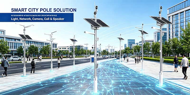 Solar Smart Pole 02, All‑in‑One Smart Street Light With Camera, WiFi, Weather Station & Emergency Call