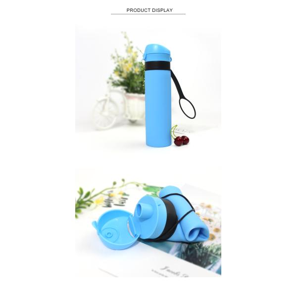 600ml Drinking Water Silicone Foldable Bottle With Sling