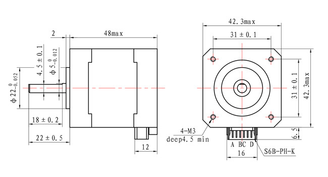 Участок 2 Nema 17 48mm Stepper мотора 1.5A NEMA 17 Casun 0.45N.M 1,8 градуса