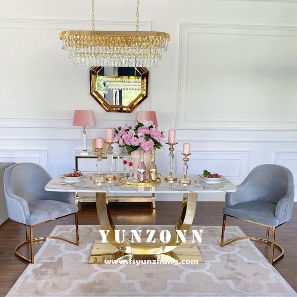 Modern Luxury U-Shape Dining Tables and Chairs Stainless Steel for Living Room or Events & Weddings