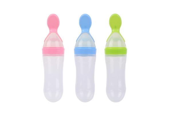 Silicone Squeeze Bottle Spoon Toddler Baby Food Dispensing Spoon Rice Paste Squeeze Feeder Baby Bottle With Spoon