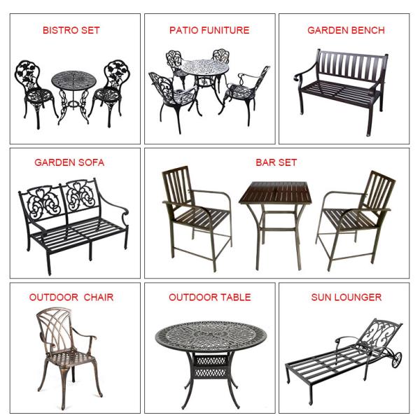Garden Metal Dining Set / Cast Aluminum Outdoor Furniture Table And Chair
