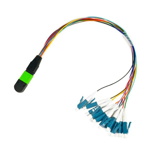 12 cabo de remendo personalizado 1M Singlemode da fibra do núcleo 0.9mm MPO Fanout