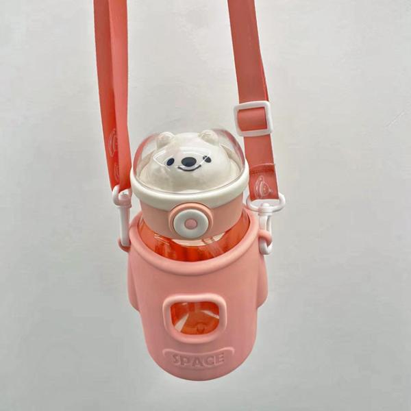 Stocked School Leakproof Tritan Drink Water Bottle with Straw Lids Reusable Travel Sports Camping Kids Plastic Water Cup