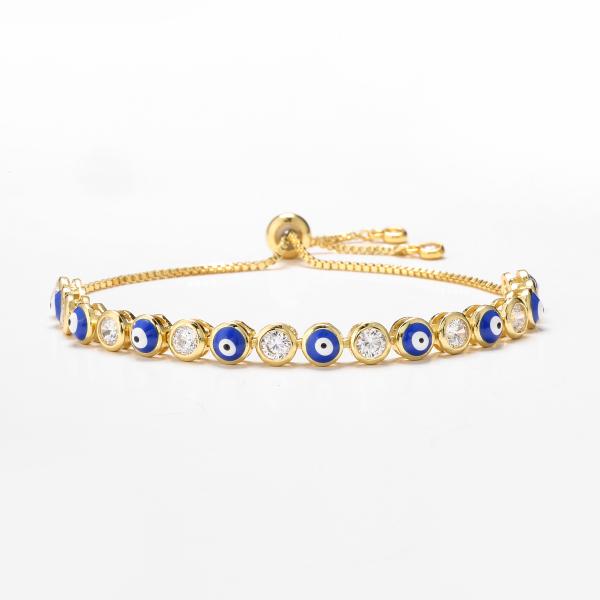 Браслет Bangle цепи связи Zricon дурных глазов масла падения браслета золота девушек 24k женщин