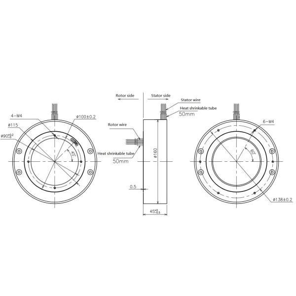 24VDC ID 90 Mm Through Hole Rotary Union Slip Ring