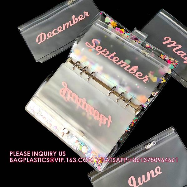 Reusable Cash Stuffing Binder Plan, Money Saving Binder Organizer Books Budget, purse, Metal slider bag zipper bag