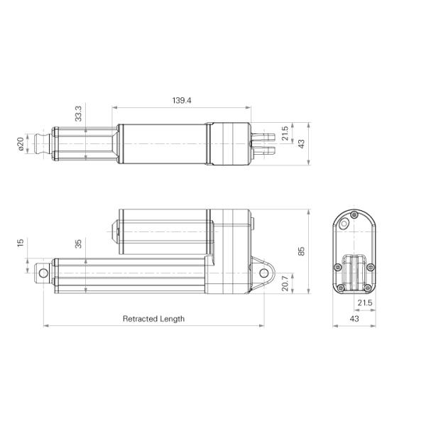 Waterproof Electric Linear Actuator 24V DC for Low-Noise Compact Automation Cases