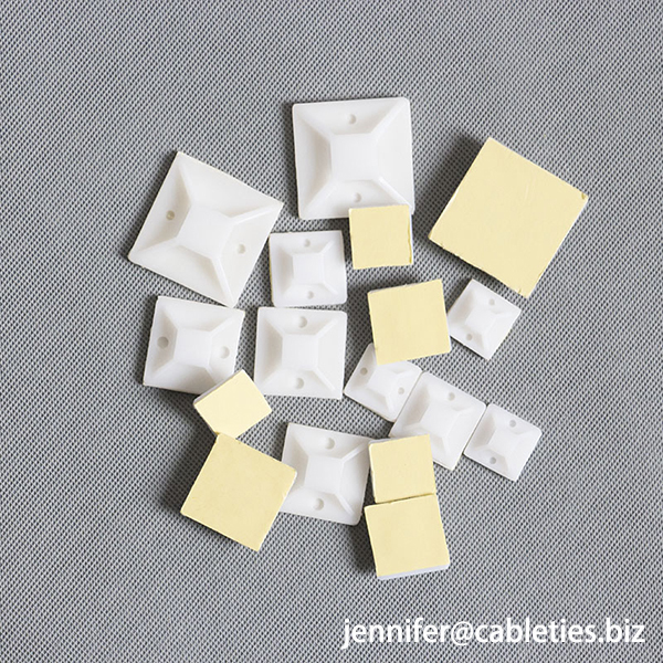 DEMOELE 30*30mm white plastic nylon self adhesive cable tie mount for cable ties without drilling hole on board
