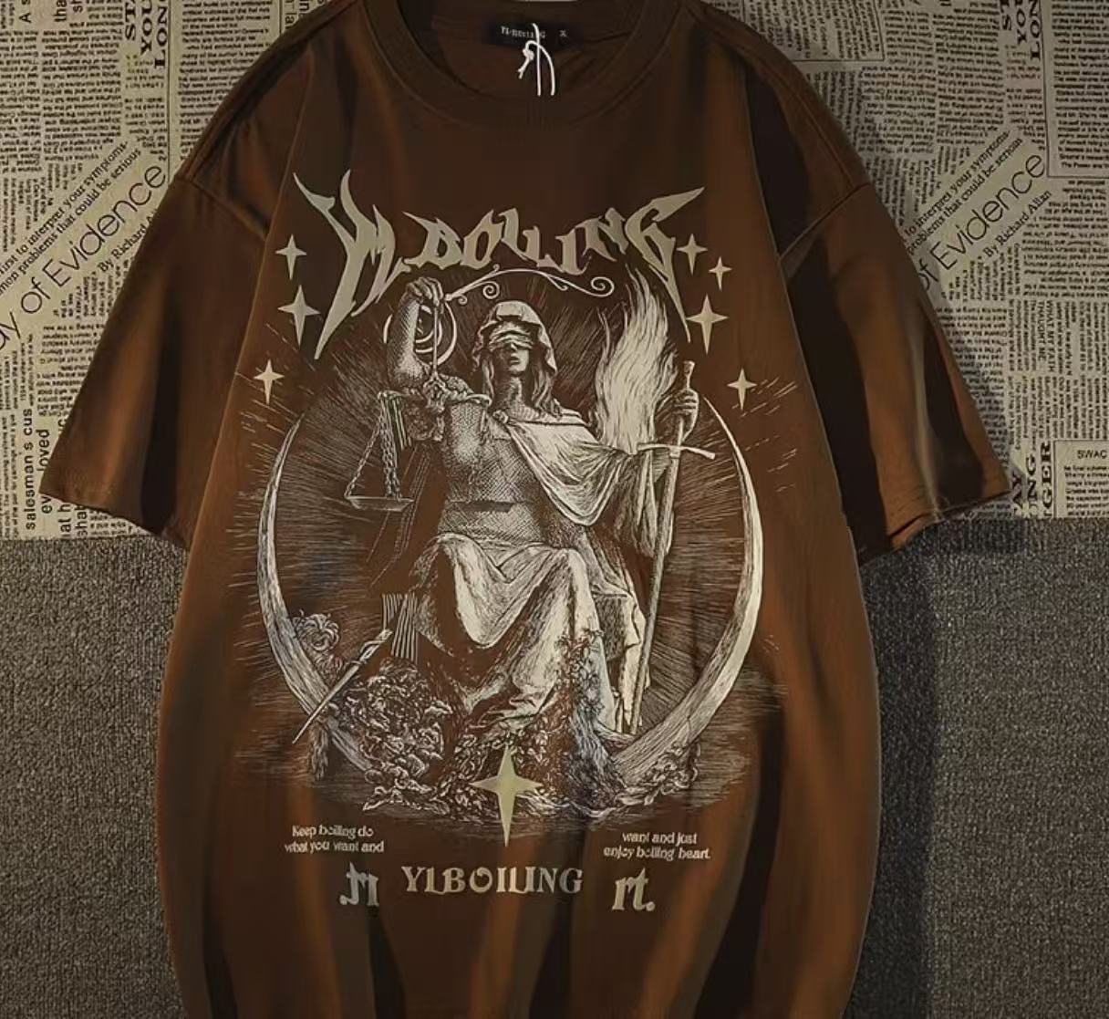 Men's Vintage Graphic T-Shirt with Oversized Vintage Design, Breathable Fabric, and High-Neck Option