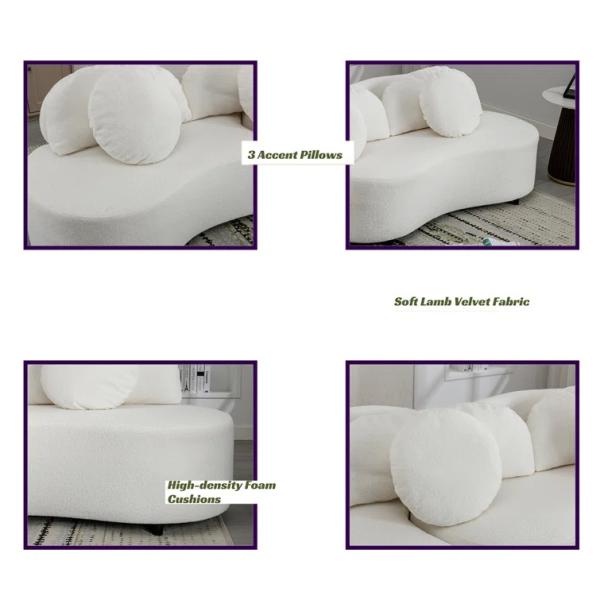 Customized Boucle Fabric Sofa White Fabric Couch Set Home Luxury