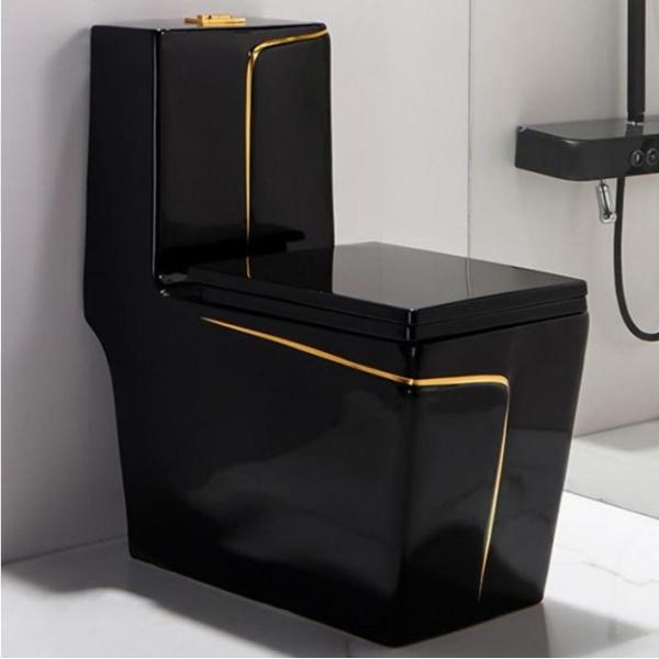 Modern Square Shape Gold Ceramic Bathroom WC Toilet Bowl One Piece 2022 Sanitary Ware