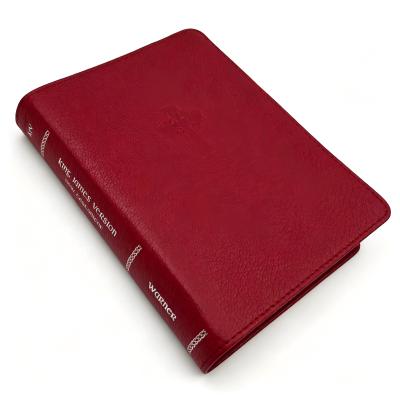 custom red goatskin leather bible printing-edge lined binding
