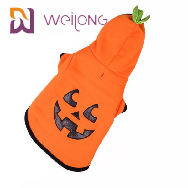 Autumn Embroidery Face Halloween Pumpkin Dog Hoodie Cat Dog Clothes
