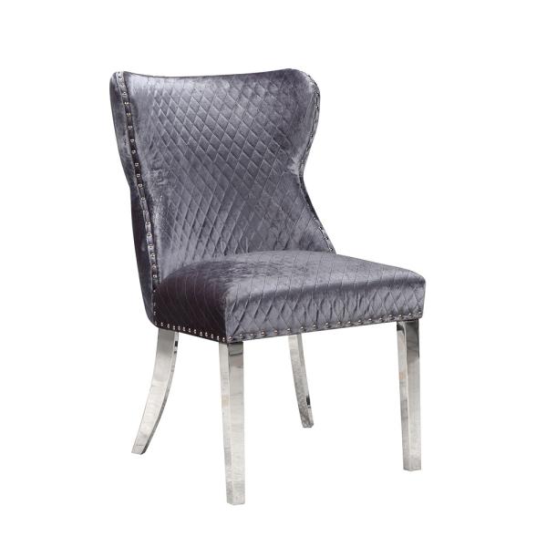 61498 GOITALIA Restaurant Mid century Modern Stainless Steel  Designer Velvet fabric Hotel Ding chair