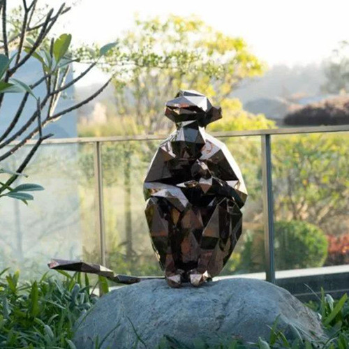Lawn Garden Animal Sculptures Metal Geometry Bronze Monkey Sculpture