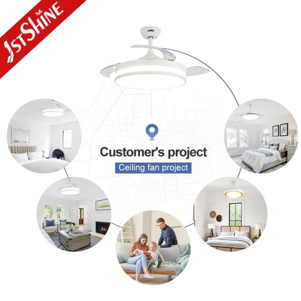 Ventilateur de plafond LED standard avec lames PC rétractables et fonction de climatisation