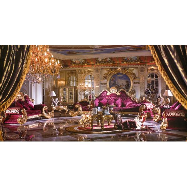 CE Velvet Handmade Classic Antique French Sofa Set With Button
