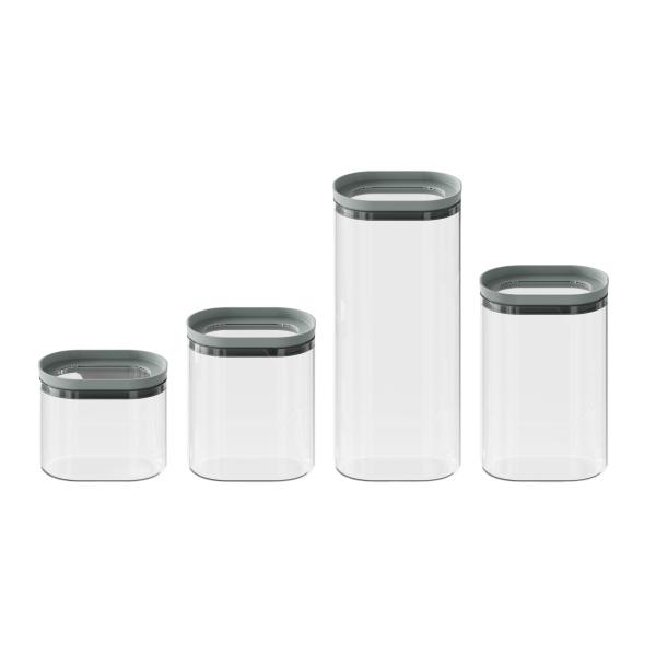 Striped Borosilicate Glass Canister Stackable Glass Jars With Glass Lid Customized Color