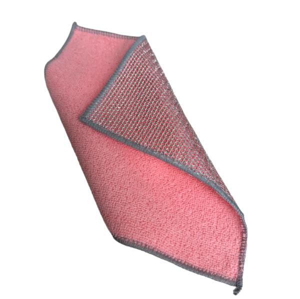 Dual-Sided Dishcloth with Steel Wire and Non-Stick Polyester