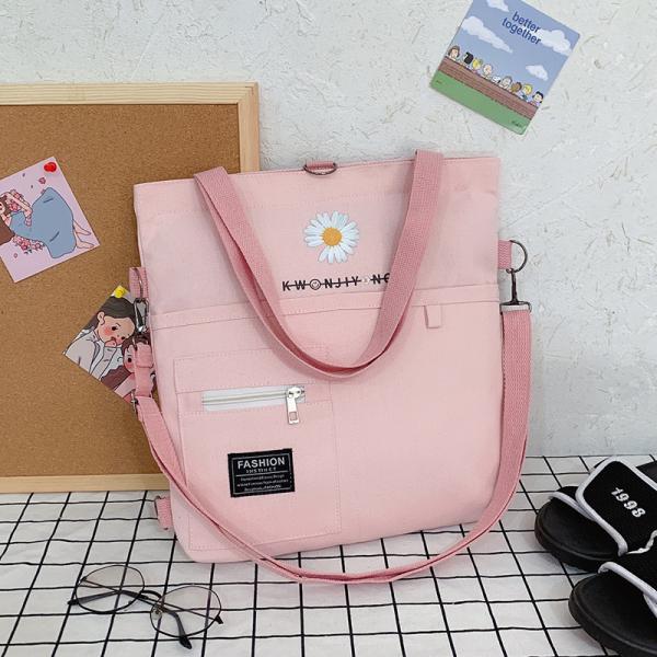 Canvas Ostrich Pattern Wearable Shoulder Yellow Customized Printed Logo Tote Bag
