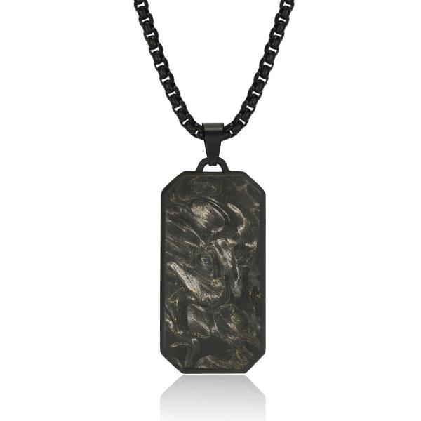 Black Men's Forged Carbon Fiber Pendant Chain Necklace Jewelry Accesories
