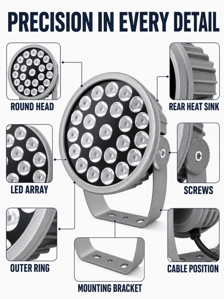 RGBW Outdoor LED Flood Light DMX512 Control IP65 Waterproof Architectural Landscape Lighting