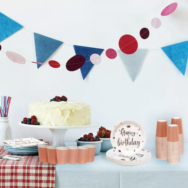 PC2094 Birthday Compostable Rose Gold Disposable Dinnerware Sets