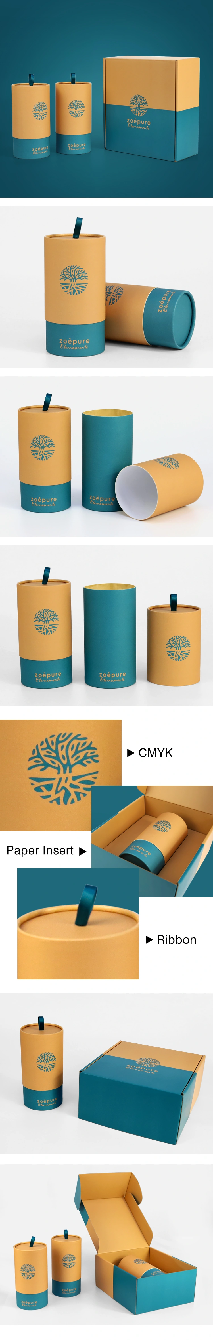 78MM Eco Friendly Cylinder Shaped Corrugated Box C2S Kraft Paper Tube Packaging With Handle