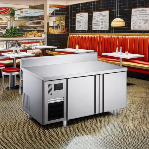 Réfrigérateur congélateur à refroidissement par air 220V LED Porte ouverte Cuisine Magasin Boissons Stockage Cave à vin Compresseur Deux portes Restaurant