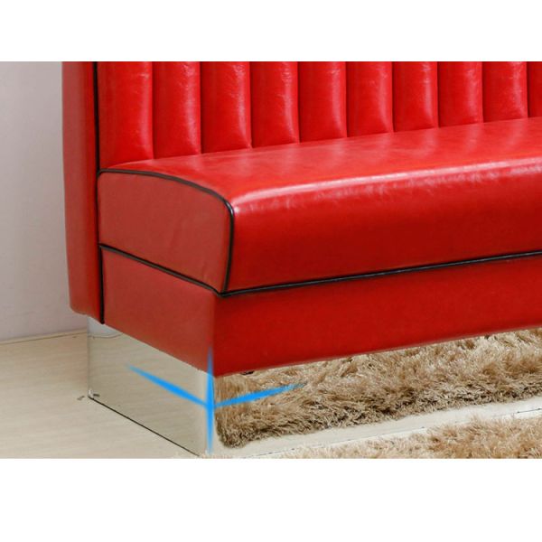 Customized American 1950 Style Vintage Sofa U-shaped Red Leather Restaurant Booth Seating