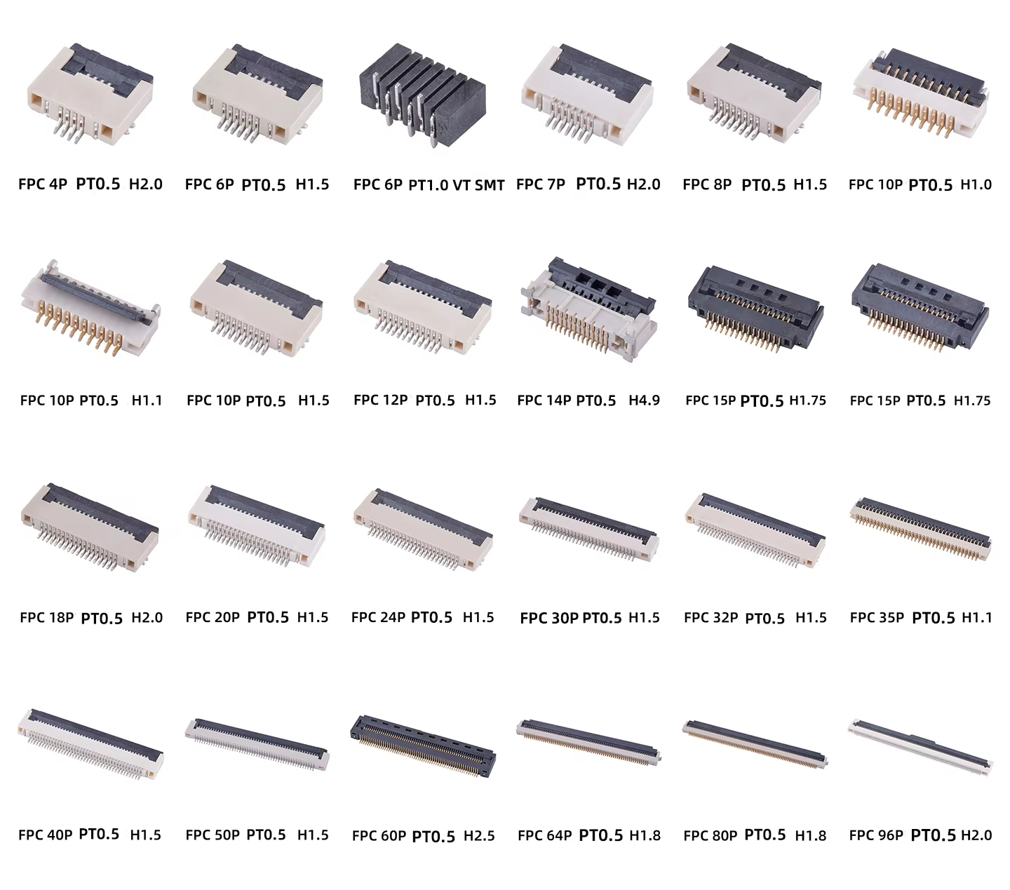 SMT 0.3 Mm FPC Connector Front Flip Bottom Contact 9-71 Pin Flat Flex Connector